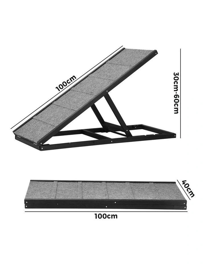 Alopet Dog Pet Ramp Adjustable Height Dogs Stairs Bed Sofa Car Foldable 100cm image 3