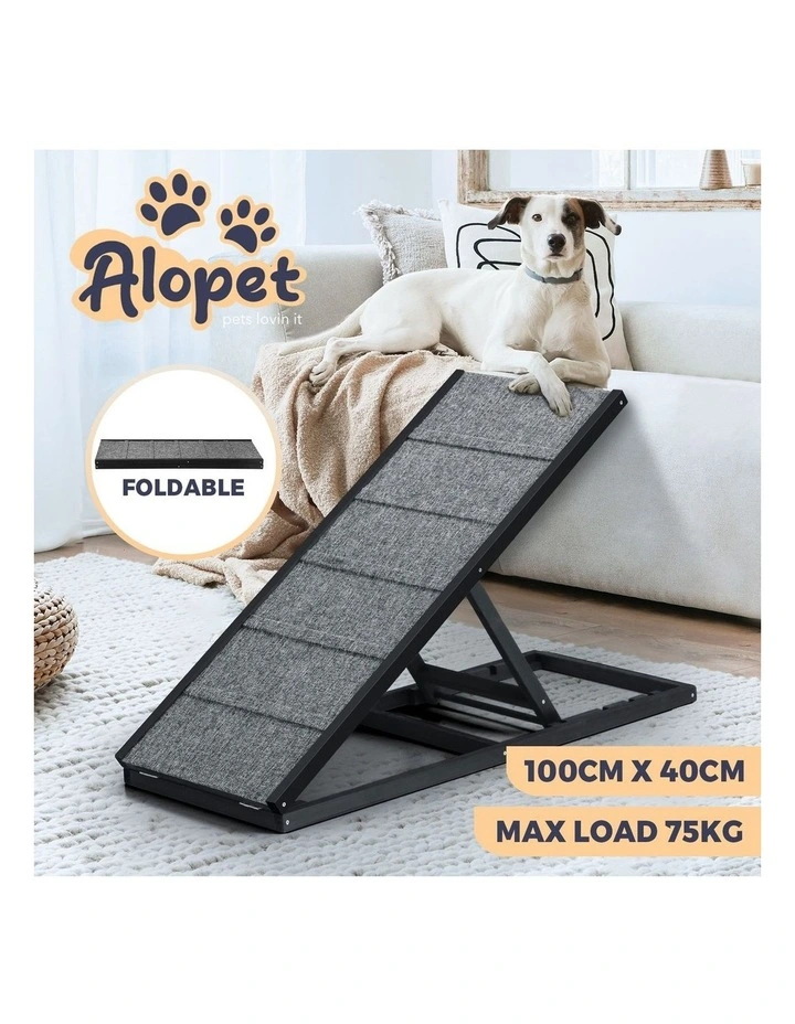 Alopet Dog Pet Ramp Adjustable Height Dogs Stairs Bed Sofa Car Foldable 100cm image 4