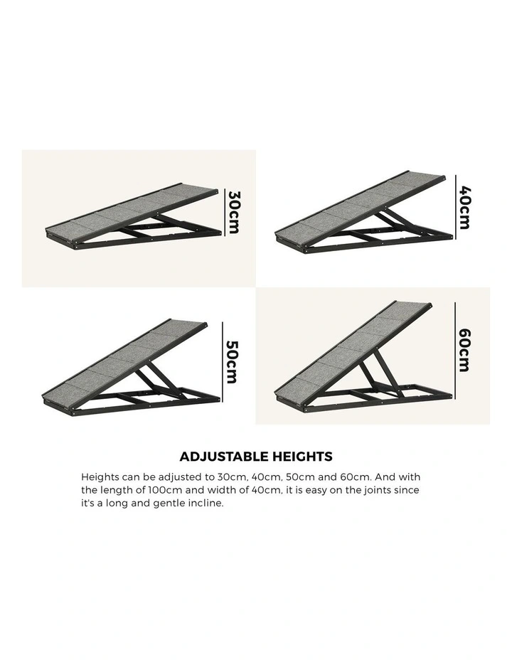 Alopet Dog Pet Ramp Adjustable Height Dogs Stairs Bed Sofa Car Foldable 100cm image 6