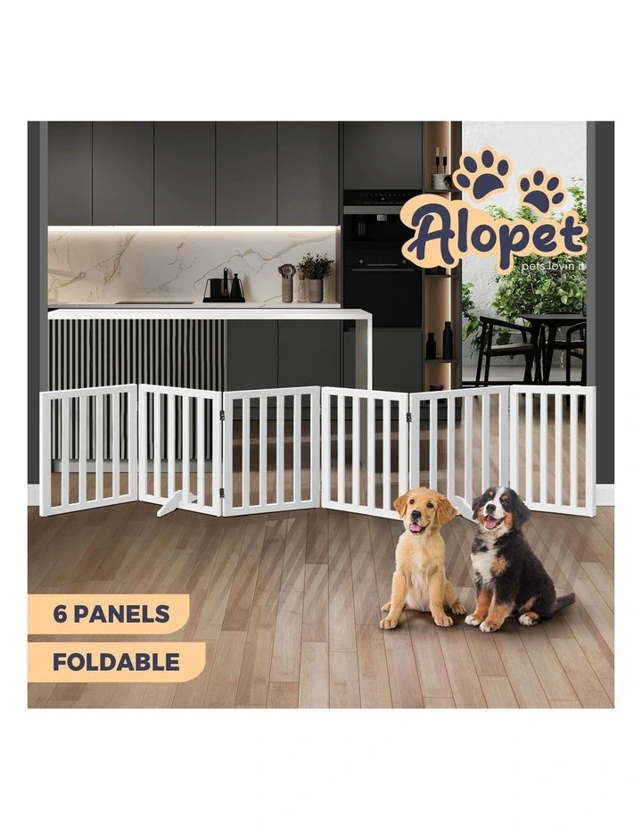 Alopet Wooden Pet Gate Dog Fence Safety Stair Barrier Security Door 6 Panels image 4
