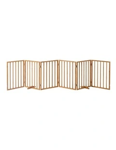 Alopet Wooden Pet Gate Dog Fence Playpen Safety Stair Barrier 6 Panels Natural