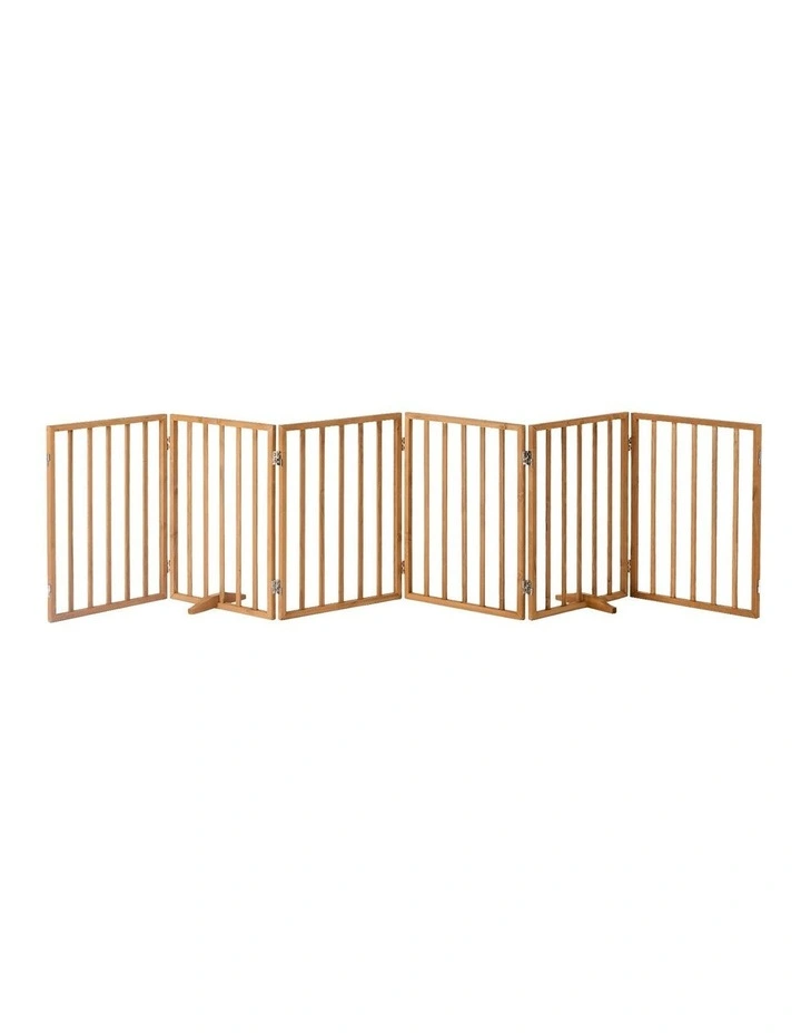 Alopet Wooden Pet Gate Dog Fence Playpen Safety Stair Barrier 6 Panels Natural image 1