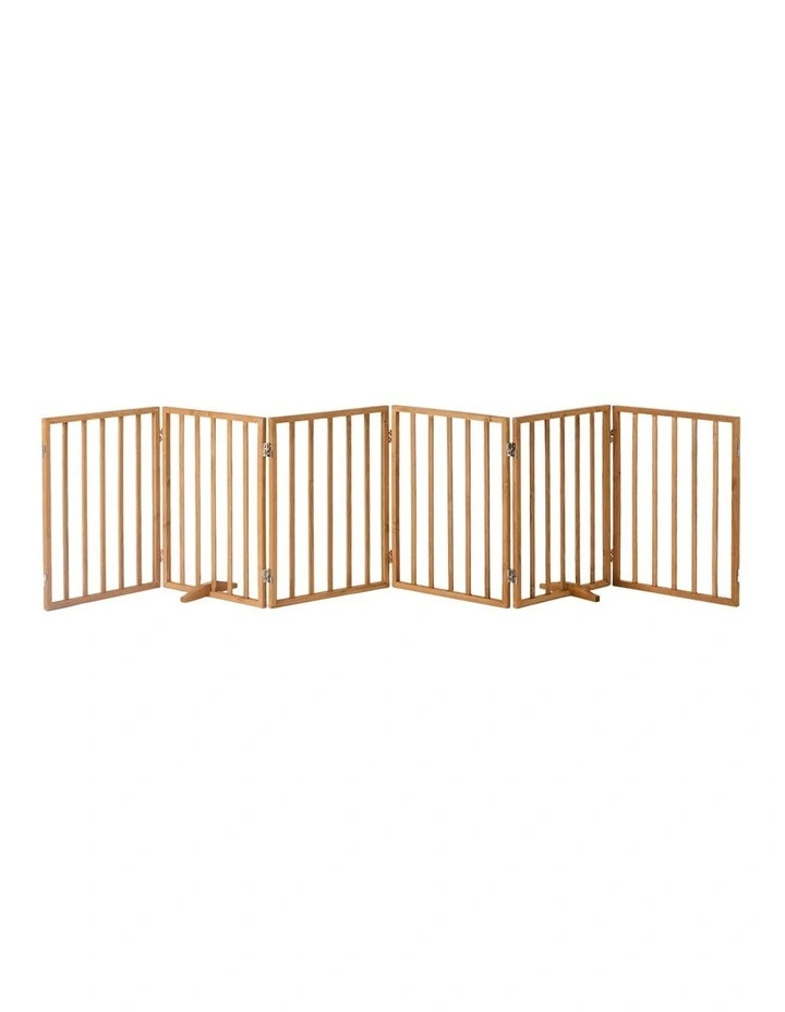 Alopet Wooden Pet Gate Dog Fence Playpen Safety Stair Barrier 6 Panels Natural image 2