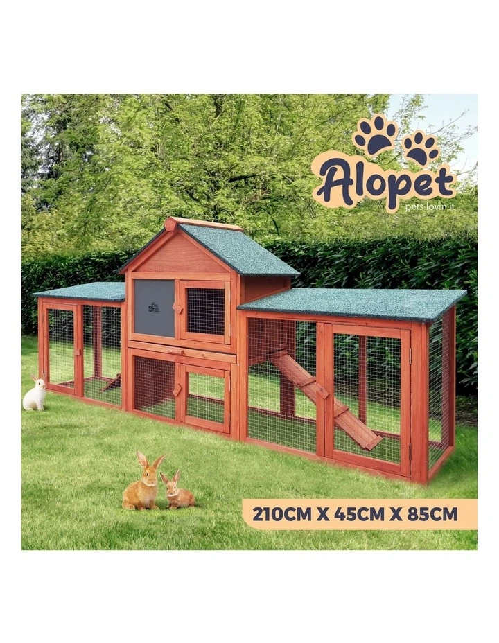 Alopet Rabbit Hutch Chicken Coop Bunny House Run Cage Wooden Outdoor Pet Hutch image 4