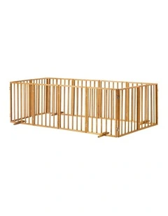 Alopet 12 Panels Wooden Pet Gate Dog Fence Playpen Stair Barrier Natural