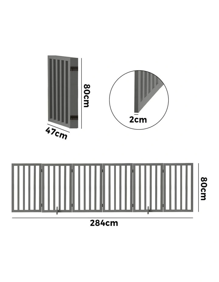 Alopet Wooden Pet Gate Dog Fence Grey Safety Stair Barrier Security Door 80cm image 3