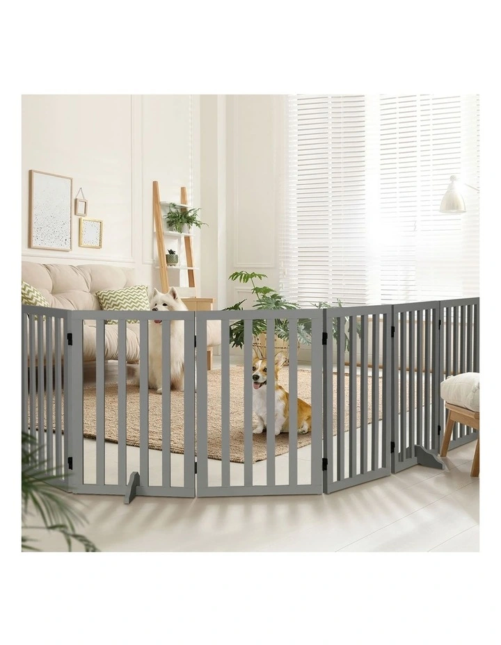 Alopet Wooden Pet Gate Dog Fence Grey Safety Stair Barrier Security Door 80cm image 5