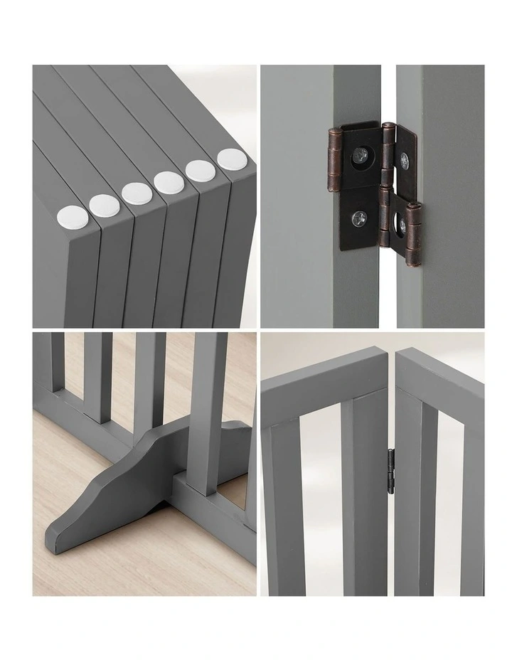Alopet Wooden Pet Gate Dog Fence Grey Safety Stair Barrier Security Door 80cm image 6