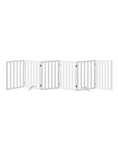 Alopet Wooden Pet Gate Dog Fence Safety Stair Barrier Security Door 6-Panel 80cm