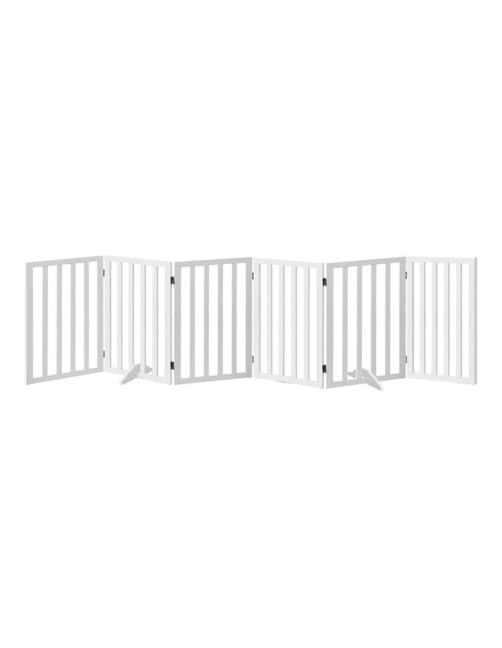 Alopet Wooden Pet Gate Dog Fence Safety Stair Barrier Security Door 6-Panel 80cm image 1