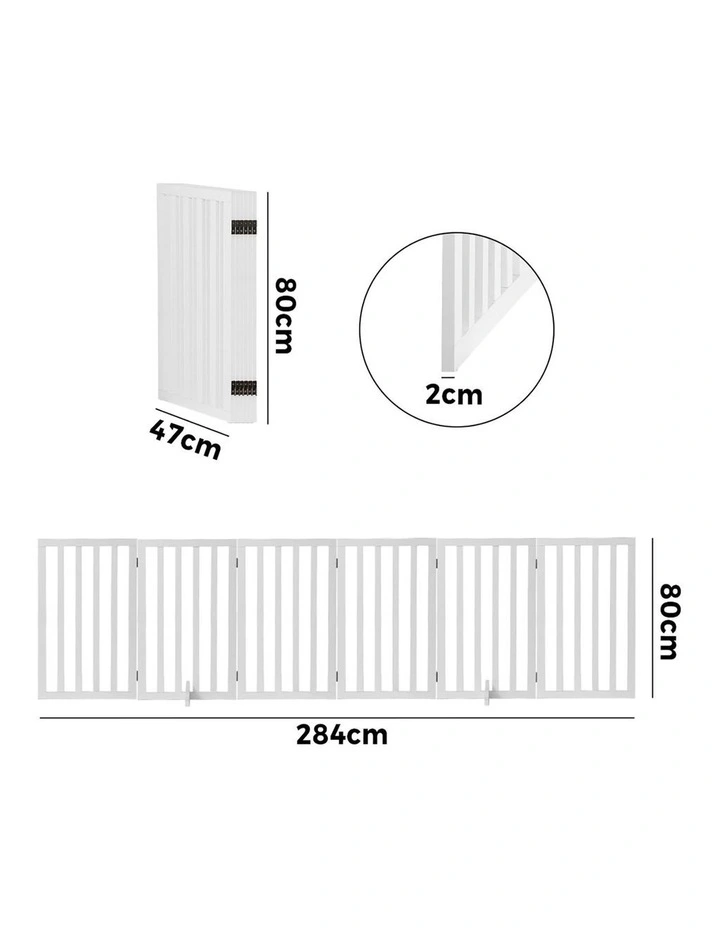 Alopet Wooden Pet Gate Dog Fence Safety Stair Barrier Security Door 6-Panel 80cm image 3