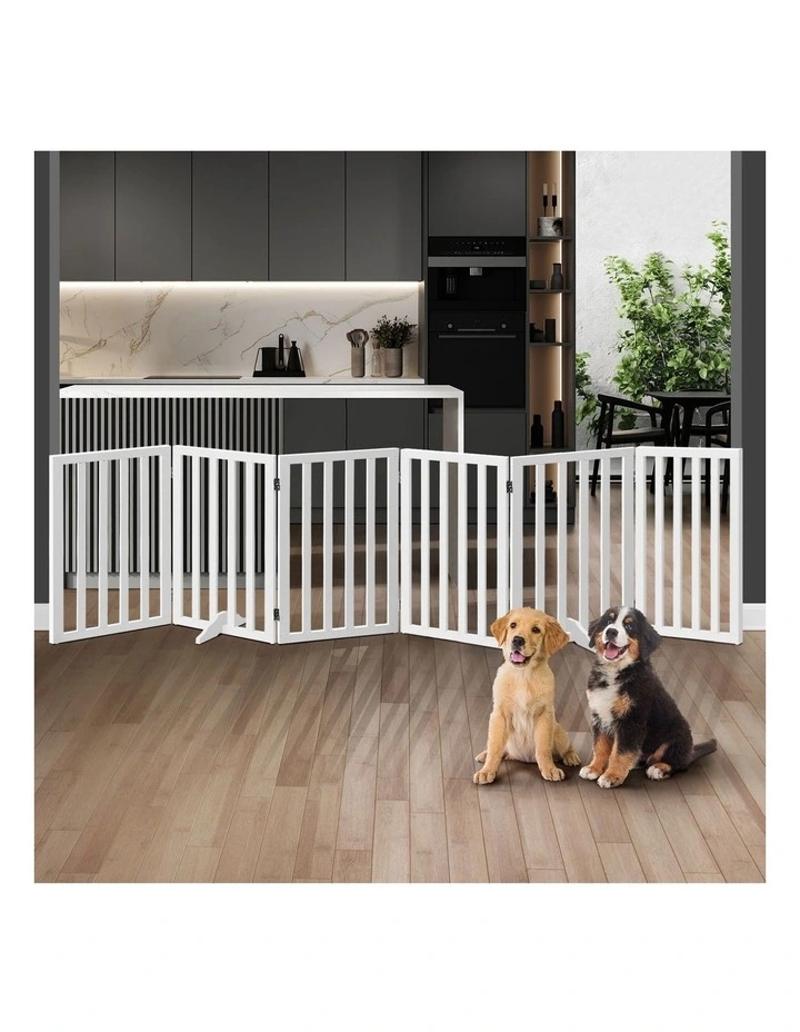 Alopet Wooden Pet Gate Dog Fence Safety Stair Barrier Security Door 6-Panel 80cm image 4