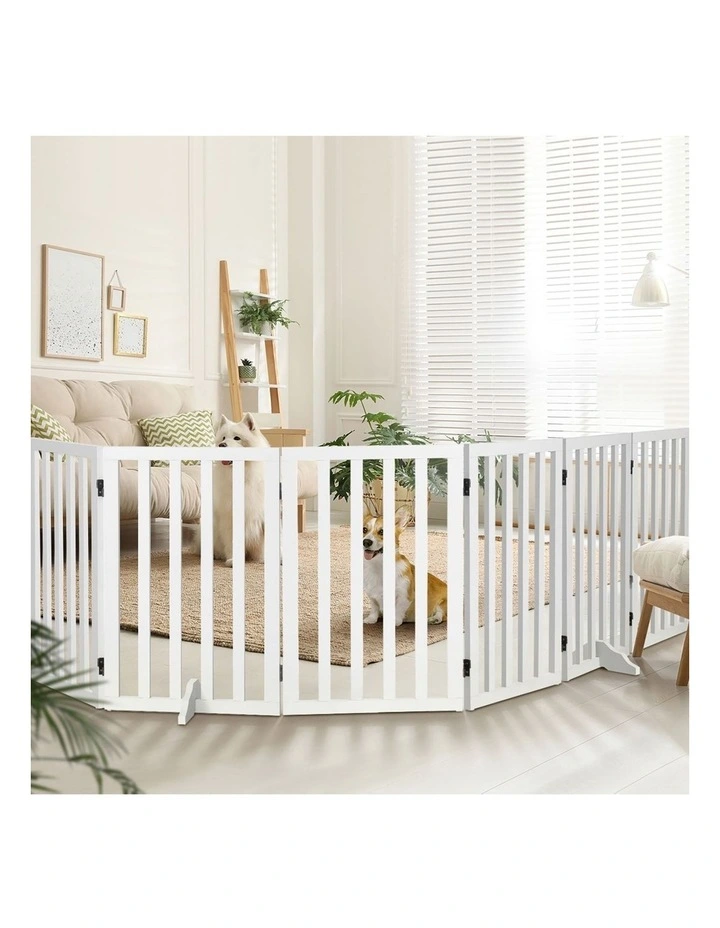 Alopet Wooden Pet Gate Dog Fence Safety Stair Barrier Security Door 6-Panel 80cm image 5