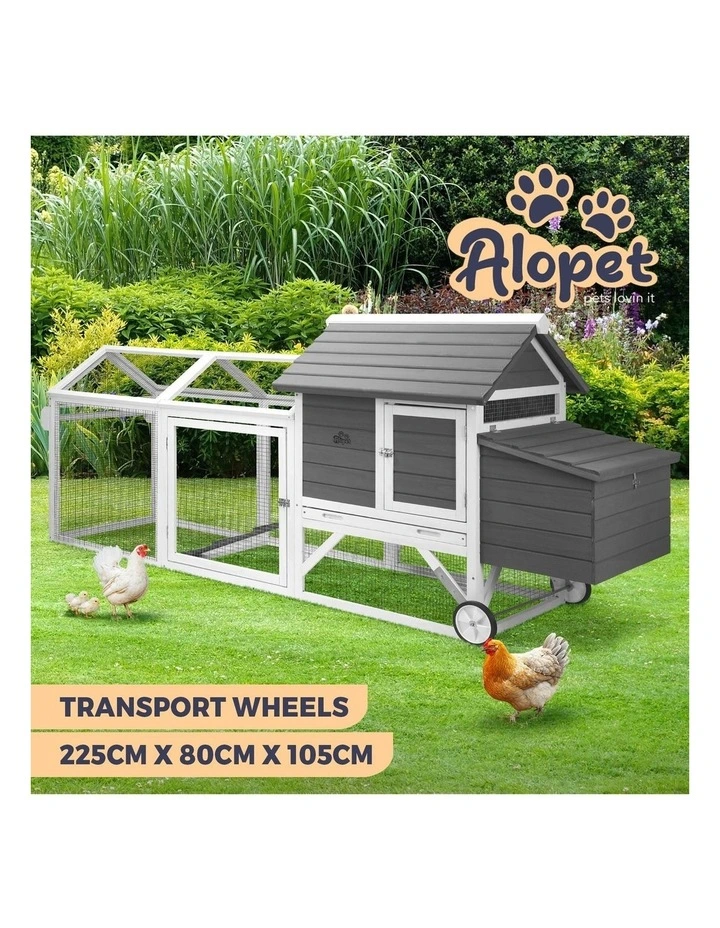 Alopet Chicken Coop Rabbit Hutch Extra Large Wooden House Run Hatch Box w/Wheels image 4
