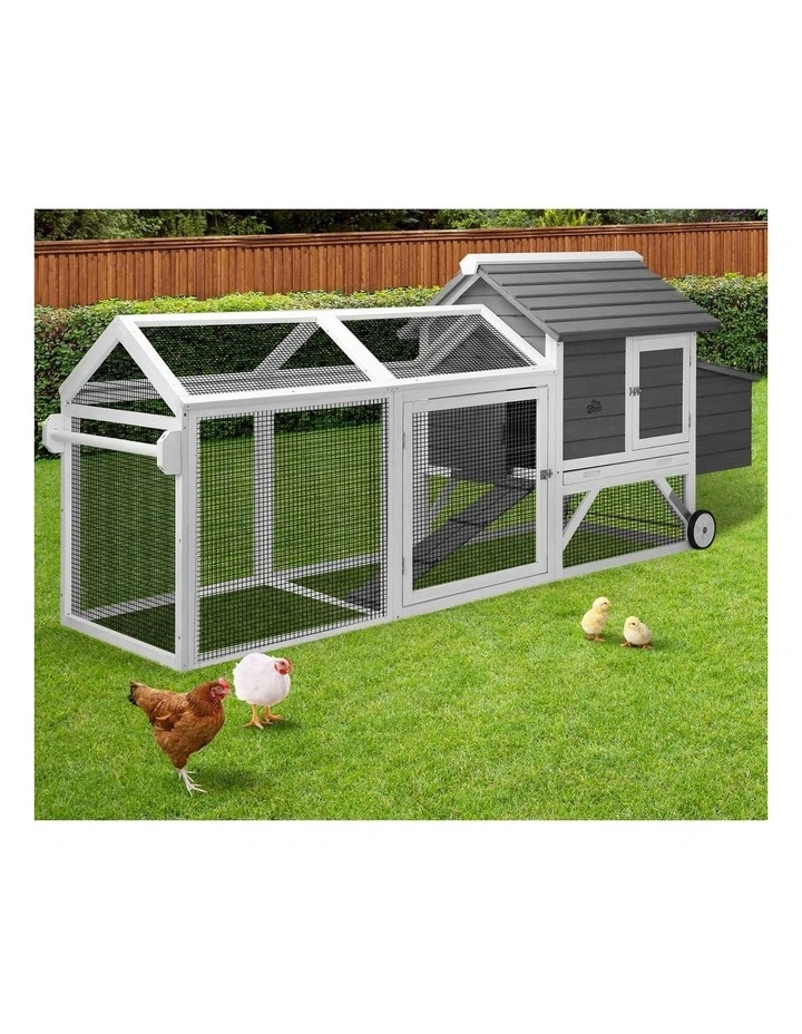 Alopet Chicken Coop Rabbit Hutch Extra Large Wooden House Run Hatch Box w/Wheels image 5