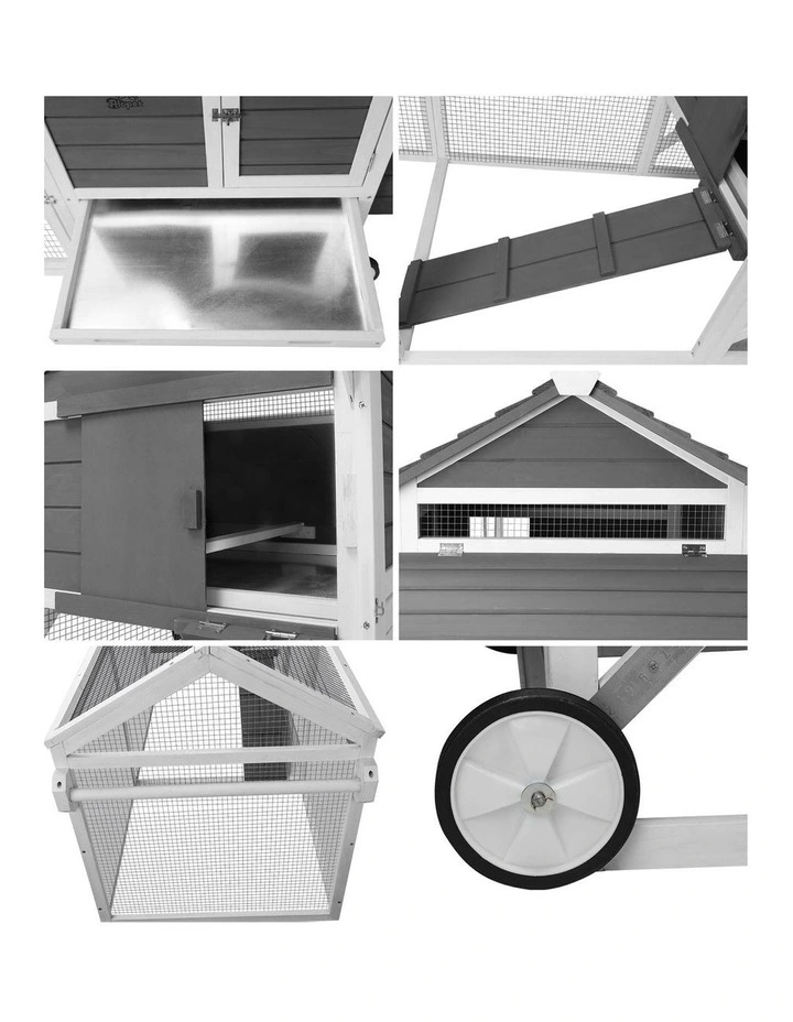 Alopet Chicken Coop Rabbit Hutch Extra Large Wooden House Run Hatch Box w/Wheels image 6