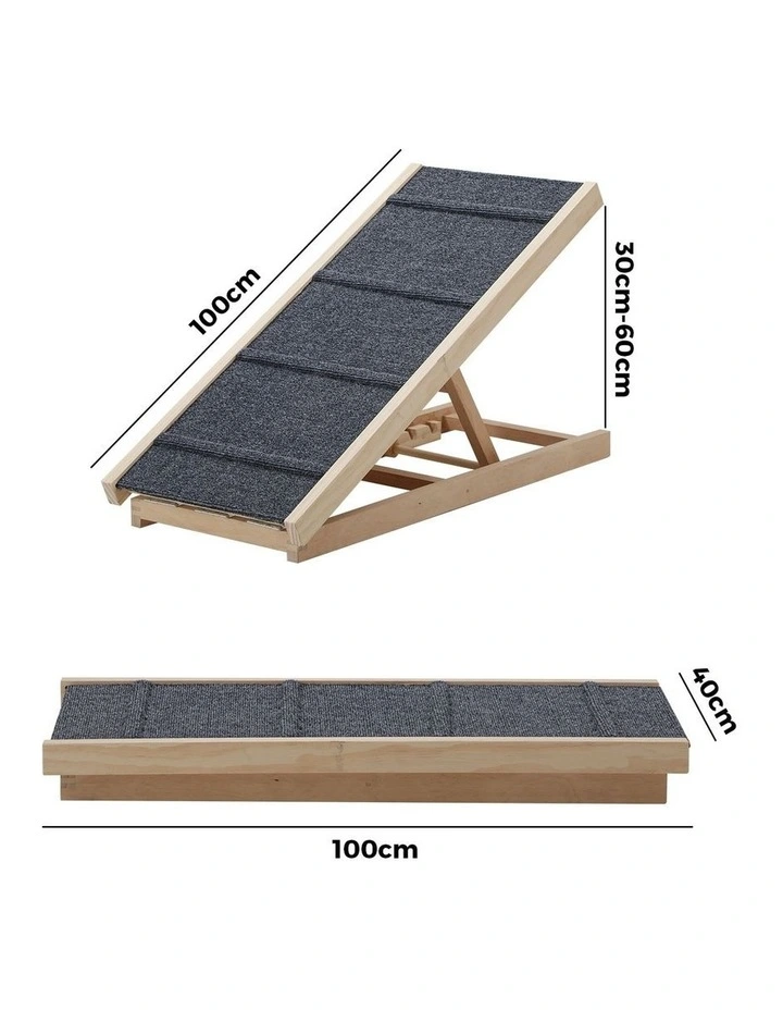 Alopet Dog Pet Ramp Adjustable Height Stairs Bed Sofa Car Foldable 100cm image 3