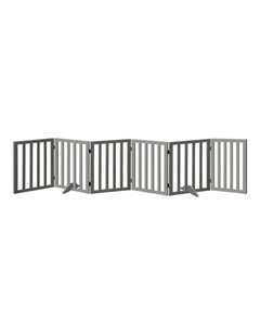 Alopet Wooden Pet Gate Dog Fence Safety Stair Barrier Security Door 6-Panel Grey