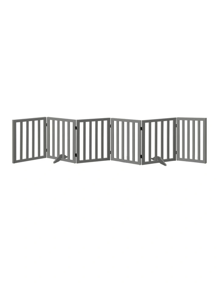 Alopet Wooden Pet Gate Dog Fence Safety Stair Barrier Security Door 6-Panel Grey image 2