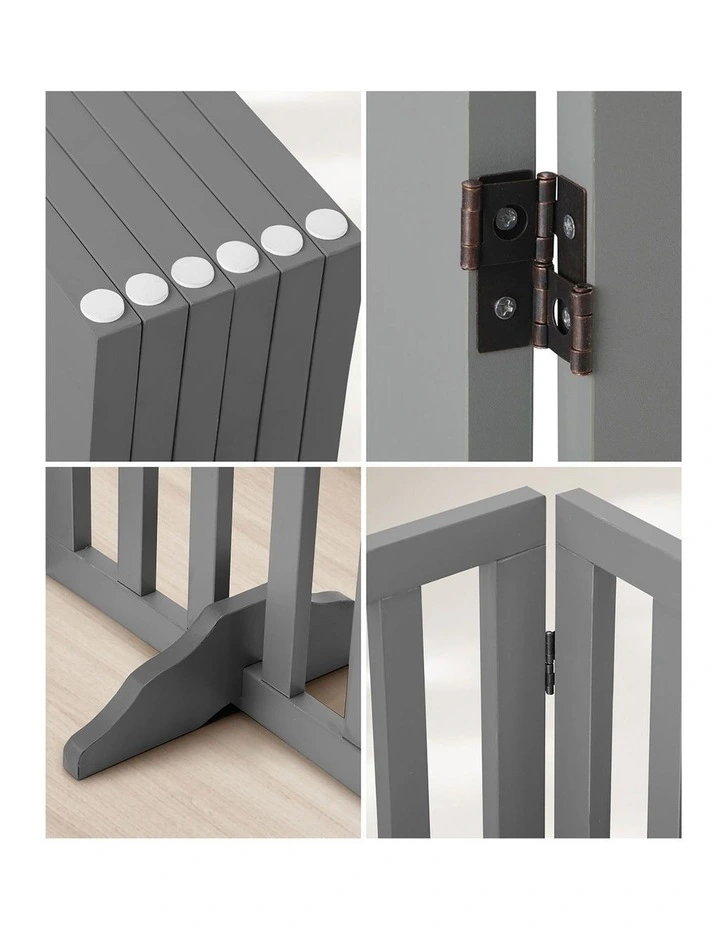 Alopet Wooden Pet Gate Dog Fence Safety Stair Barrier Security Door 6-Panel Grey image 6