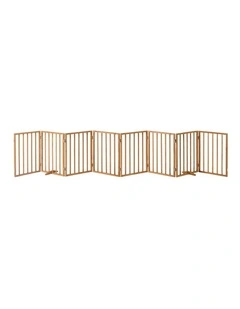 Alopet Wooden Pet Gate Dog Fence Playpen Safety Stair Barrier 8 Panels Natural