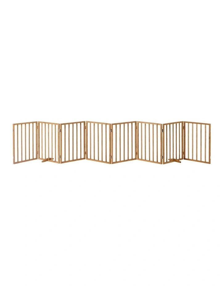 Alopet Wooden Pet Gate Dog Fence Playpen Safety Stair Barrier 8 Panels Natural image 1