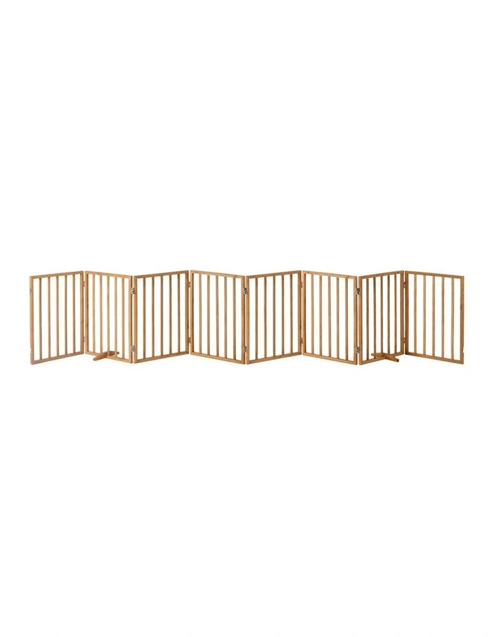 Alopet Wooden Pet Gate Dog Fence Playpen Safety Stair Barrier 8 Panels Natural image 2