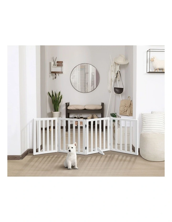 Alopet Wooden Pet Gate Dog Fence Safety Stair Barrier Security Door 4 Panels image 4