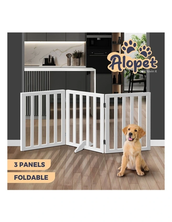 Alopet Wooden Pet Gate Dog Fence Safety Stair Barrier Security Door 3 Panels image 4