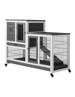 Alopet Rabbit Hutch Chicken Coop House Run Wooden Pet Cage Wheels Guinea Pig Bun