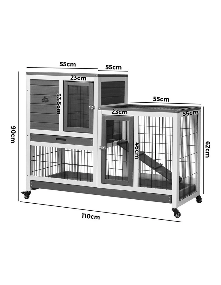 Alopet Rabbit Hutch Chicken Coop House Run Wooden Pet Cage Wheels Guinea Pig Bun image 3