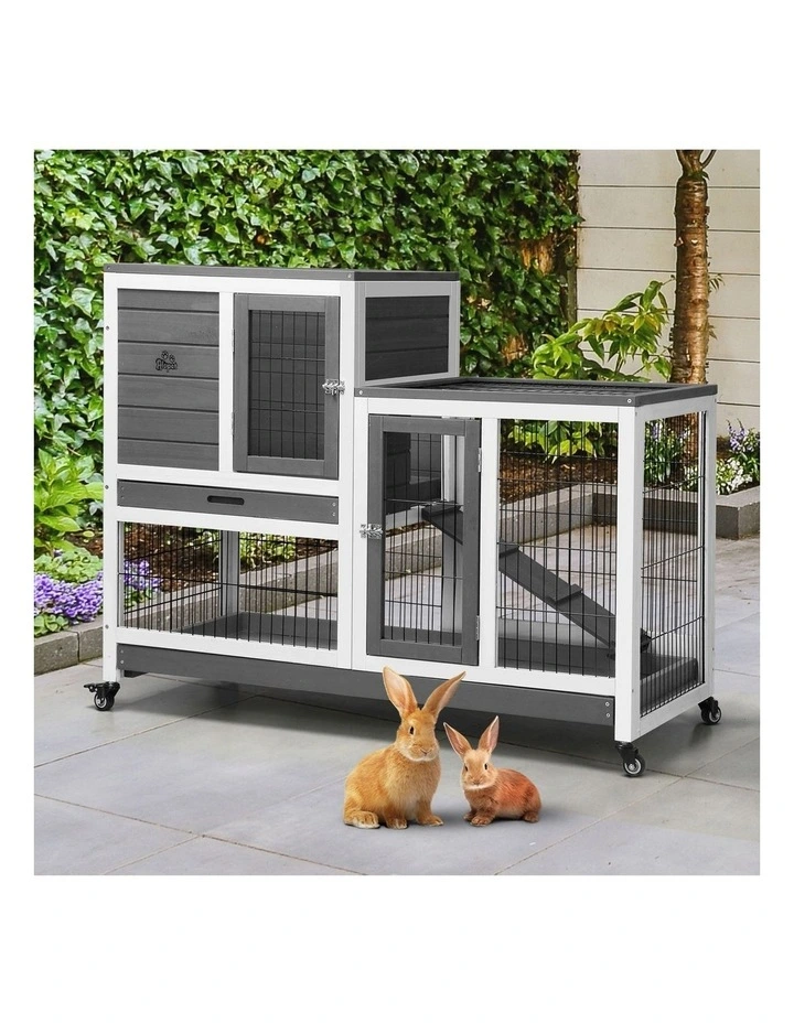 Alopet Rabbit Hutch Chicken Coop House Run Wooden Pet Cage Wheels Guinea Pig Bun image 5