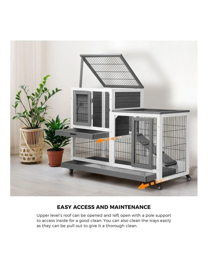 Alopet Rabbit Hutch Chicken Coop House Run Wooden Pet Cage Wheels Guinea Pig Bun image 7