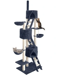 i.Pet Cat Tree 244cm Tower Scratching Post Scratcher Trees Condo House Grey