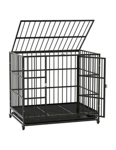 i.Pet Dog Cage Crate Large Puppy Cat Anti-Bite Pet Kennel Wheels w/Tray Metal 37''