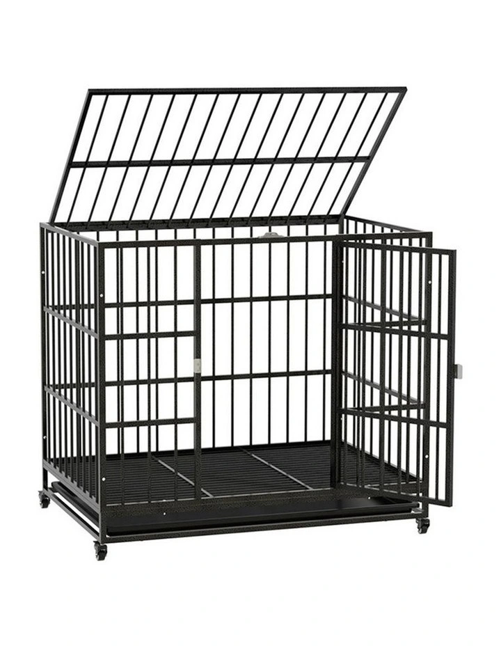 i.Pet Dog Cage Crate Large Puppy Cat Anti-Bite Pet Kennel Wheels w/Tray Metal 37'' image 1