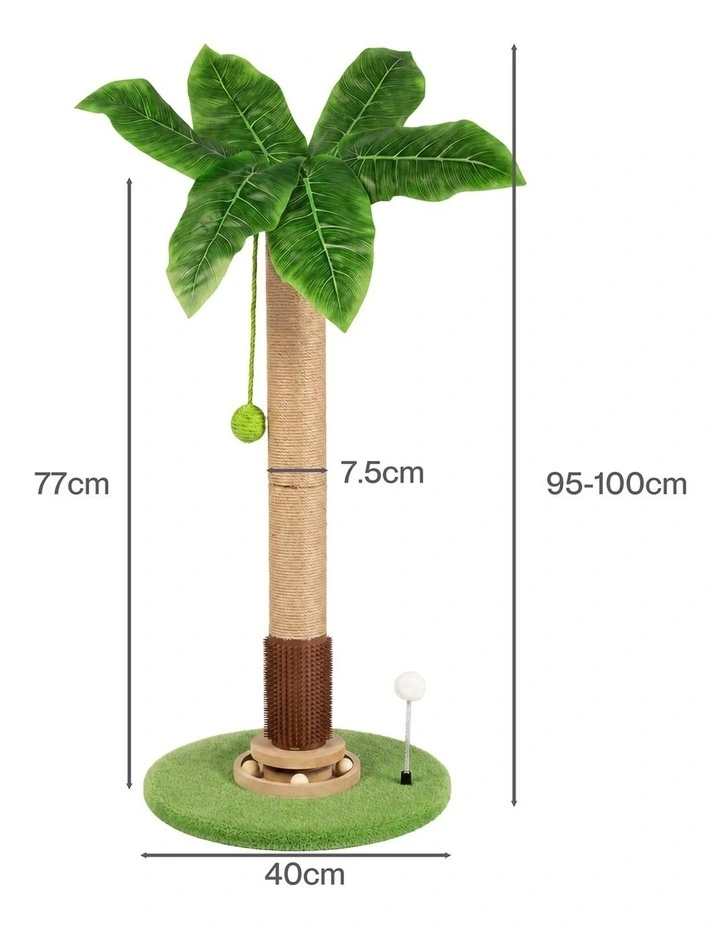 Pawz Cat Scratching Post 77cm Palm Tree Cat Scratcher Balls Sisal Green image 3