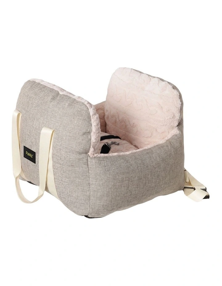 PaWz Dog Car Seat Booster Car Seat With Safety Tether Linen-Look Beige image 1