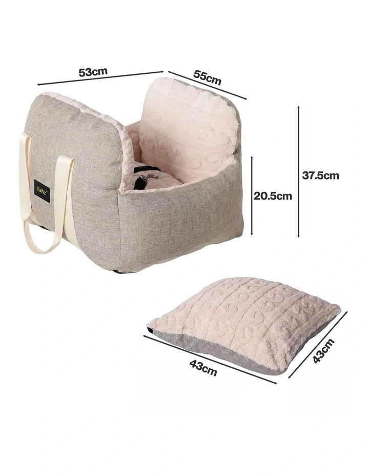 PaWz Dog Car Seat Booster Car Seat With Safety Tether Linen-Look Beige image 3