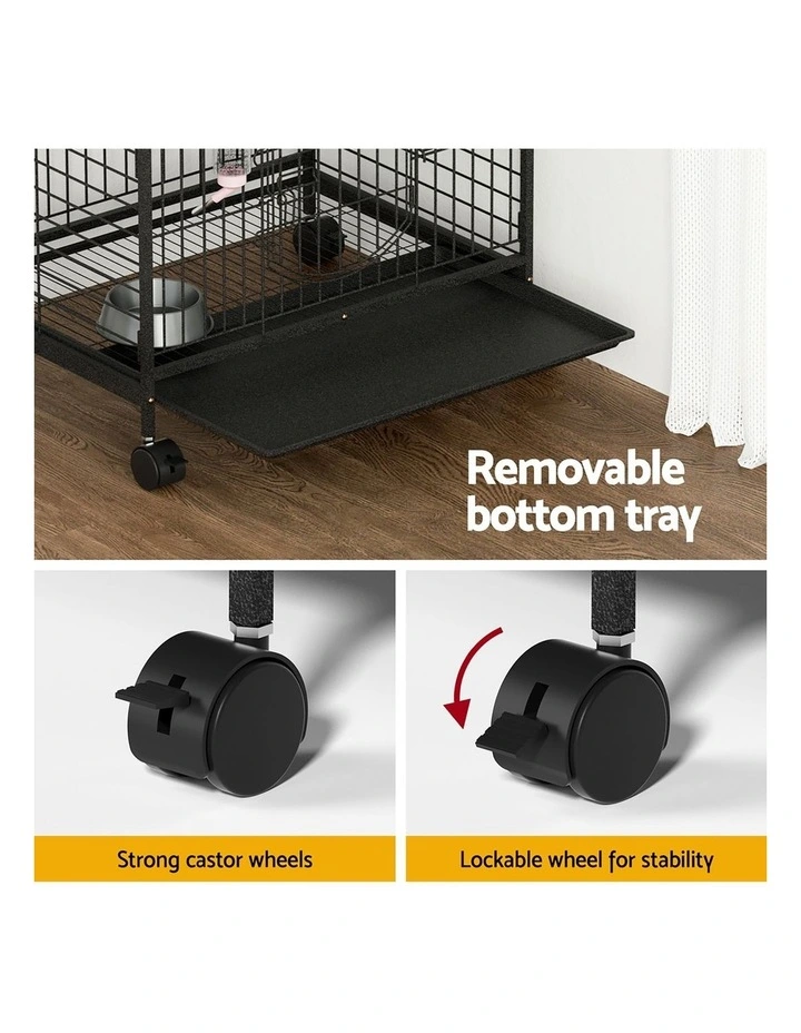 i.Pet Rabbit Cage Indoor Hutch Guinea Pig Bird Ferret Cat Hamster 110cm 4 Level image 7
