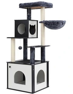 i.Pet Cat Tree Tower Scratching Post Scratcher 144cm Wood Bed Condo House Cabinet