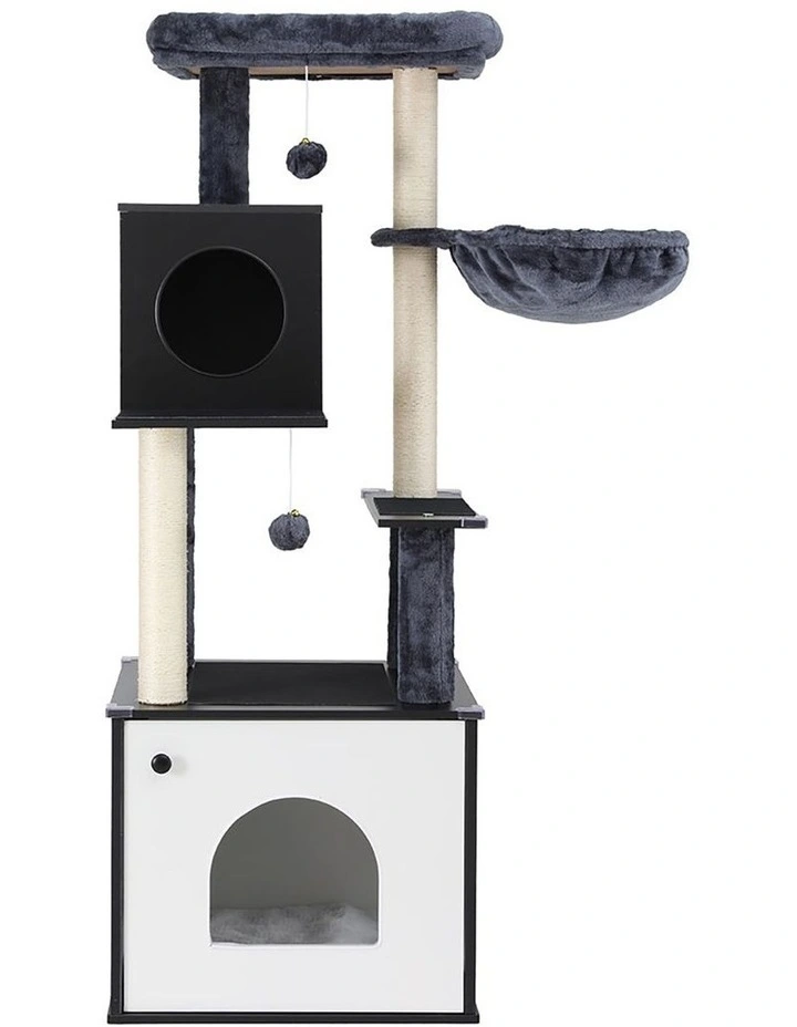 i.Pet Cat Tree Tower Scratching Post Scratcher 144cm Wood Bed Condo House Cabinet image 4