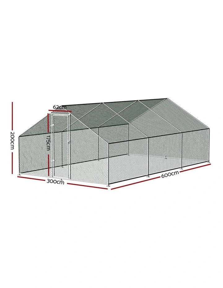 i.Pet Chicken Coop Cage 3x6x2m Galvanised Steel w/Oxford Canopy image 2
