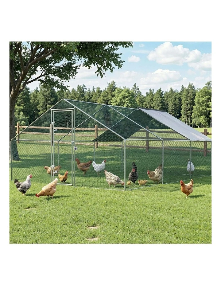 i.Pet Chicken Coop Cage 3x6x2m Galvanised Steel w/Oxford Canopy image 3