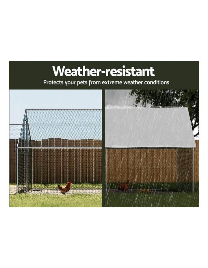 i.Pet Chicken Coop Cage 3x6x2m Galvanised Steel w/Oxford Canopy image 7