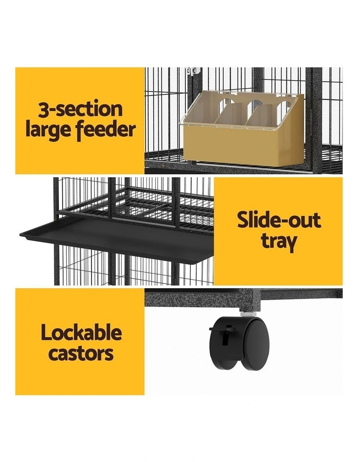 i.Pet Bird Cage Large Bird Cages Aviary Budgie Perch Cage Parrot Pet Stand Wheels image 7