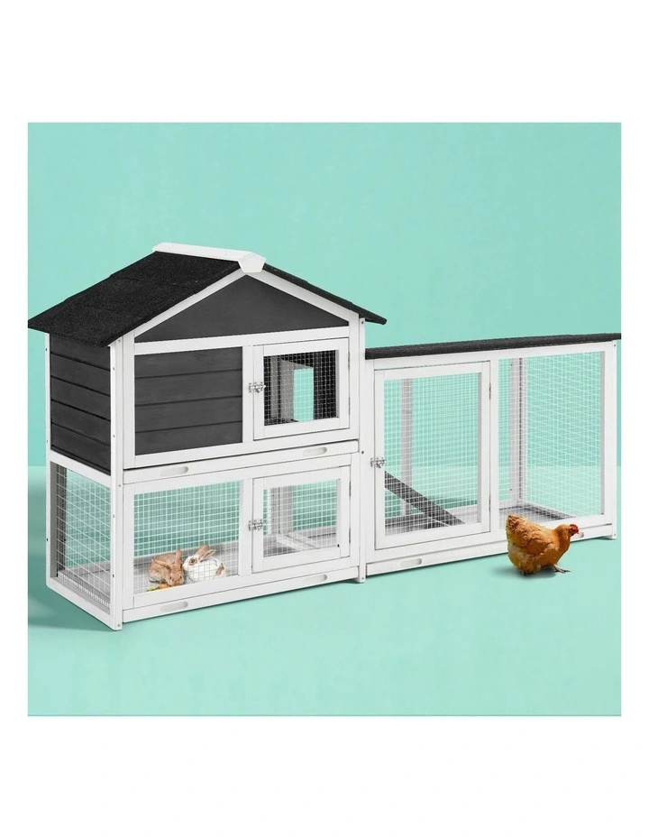 i.Pet Chicken Coop Rabbit Hutch Extra Large Wooden Run Cage House With Run Cage image 3