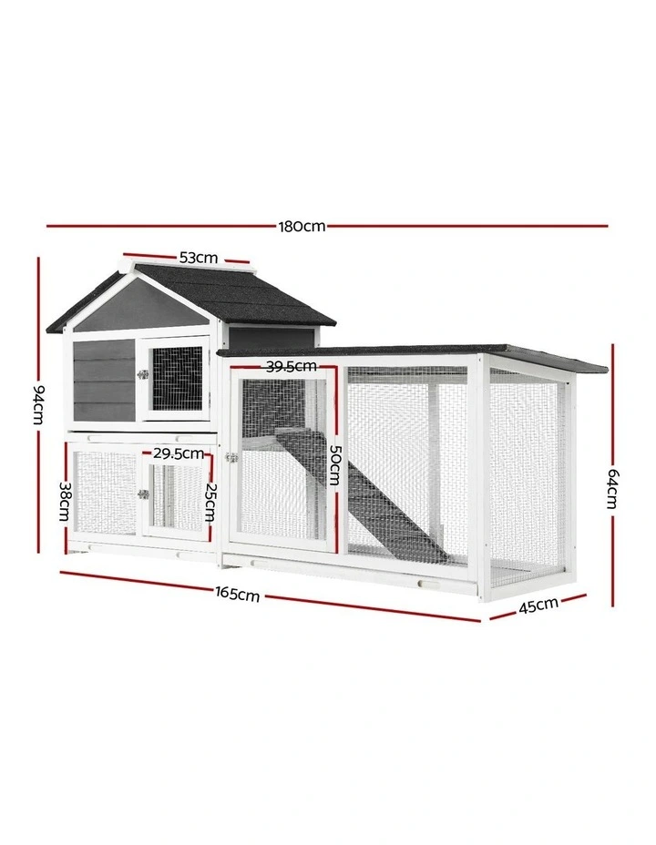 i.Pet Chicken Coop Rabbit Hutch Extra Large Wooden Run Cage House With Run Cage image 4