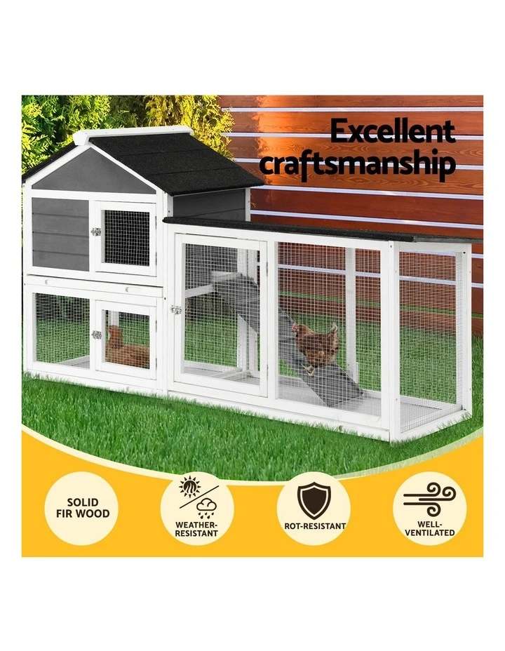 i.Pet Chicken Coop Rabbit Hutch Extra Large Wooden Run Cage House With Run Cage image 5