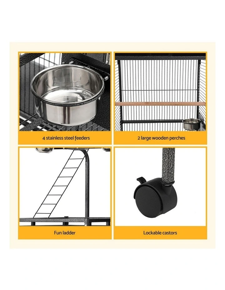 i.Pet Bird Cage Large Cages 155cm Parrot Aviary Stand-Alone Budgie Wheels Castor image 6